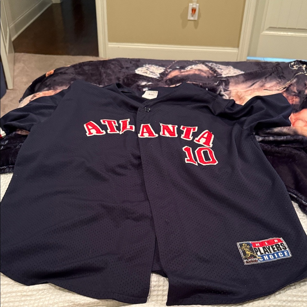Sport Attack Atlanta Braves Chipper Jones #10 Navy w/red Baseball Jersey-LG